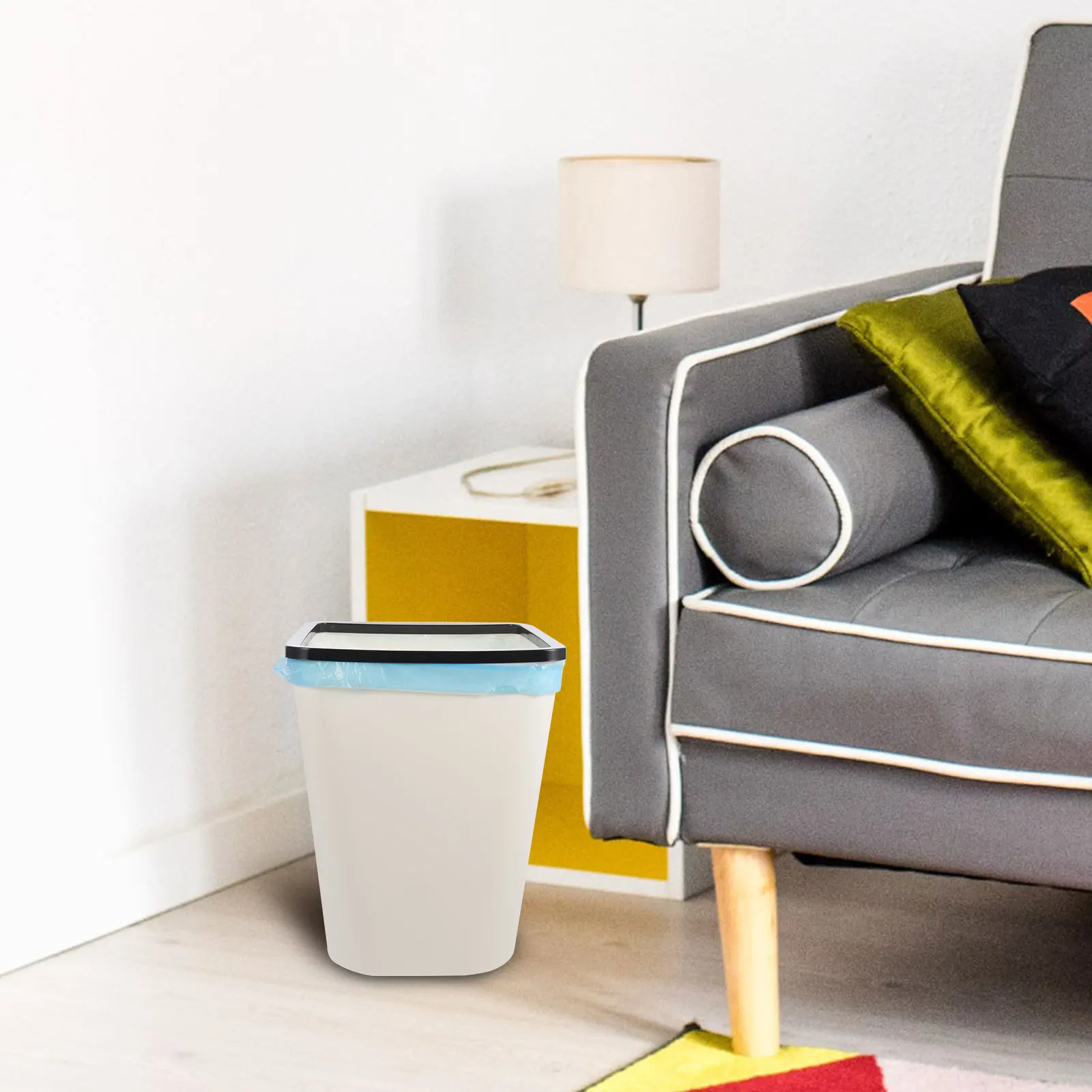 

Square Trash Can Plastic Lightweight Bathroom Kitchen Garbage Can Household Waste Container Modern Desktop Tissue