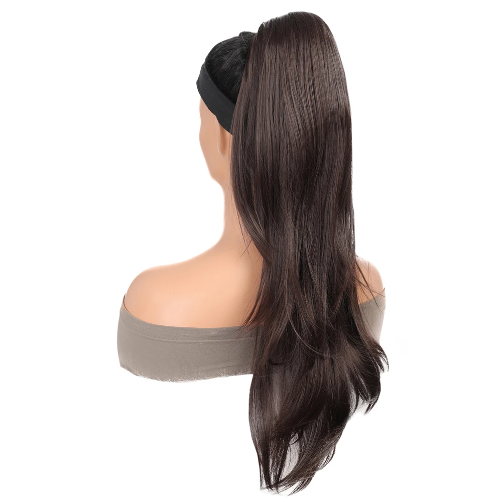 Synthetic Drawstring Ponytail Clip in Hair Extensions Black Long Tail Warping Ponytail Extension for Women Heat Resistant Fibre