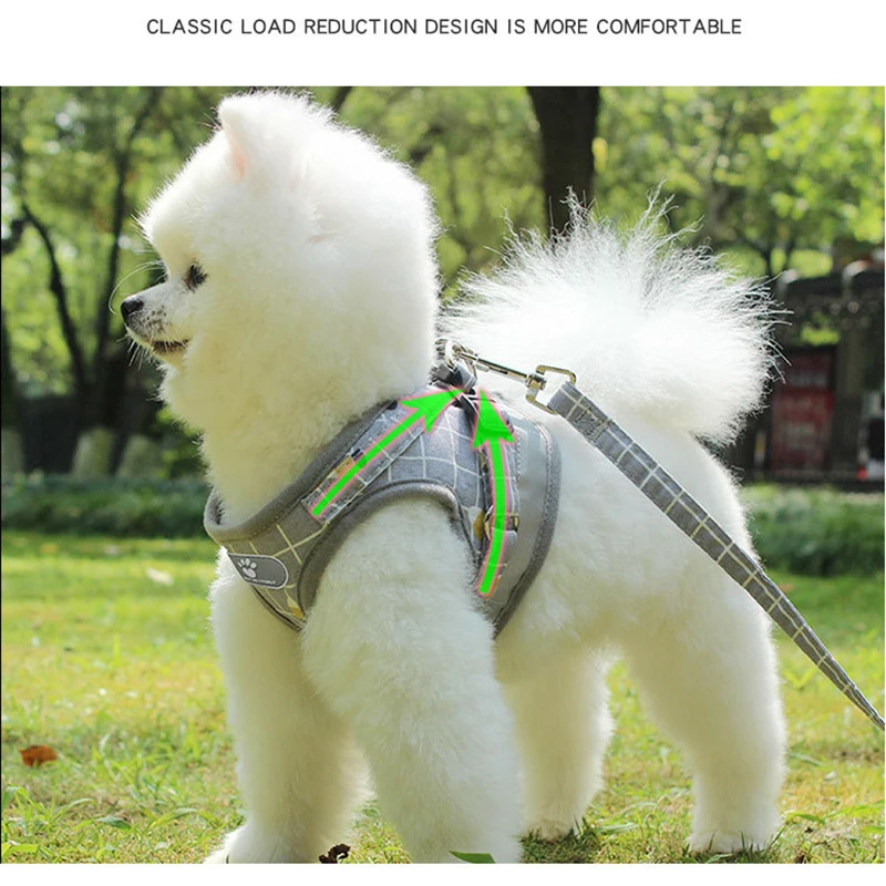 Nylon Dog Harness Breathable Mesh Vest Adjustable Dog Harness and Leash Set for Small Dogs Cats Reflective Pet Collar for Puppy