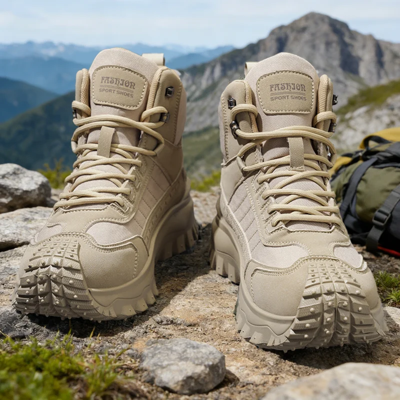 New Autumn High-Top Large-Size Sports Hiking Boots, Comfortable with Thick Soles, Lightweight and Casual, Suitable for Daily Outdoor Activities, Walking, Traveling, Mountaineering, and Camping Gear for All Seasons