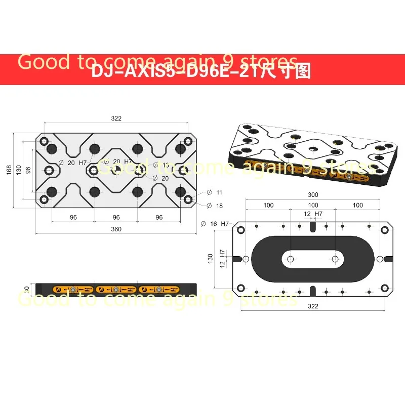 4-5 Axis AXIS5-DJ-D96E-2T Zero Point Quick Change Plate Fixture Can Be Paired with A Self Centering Vise