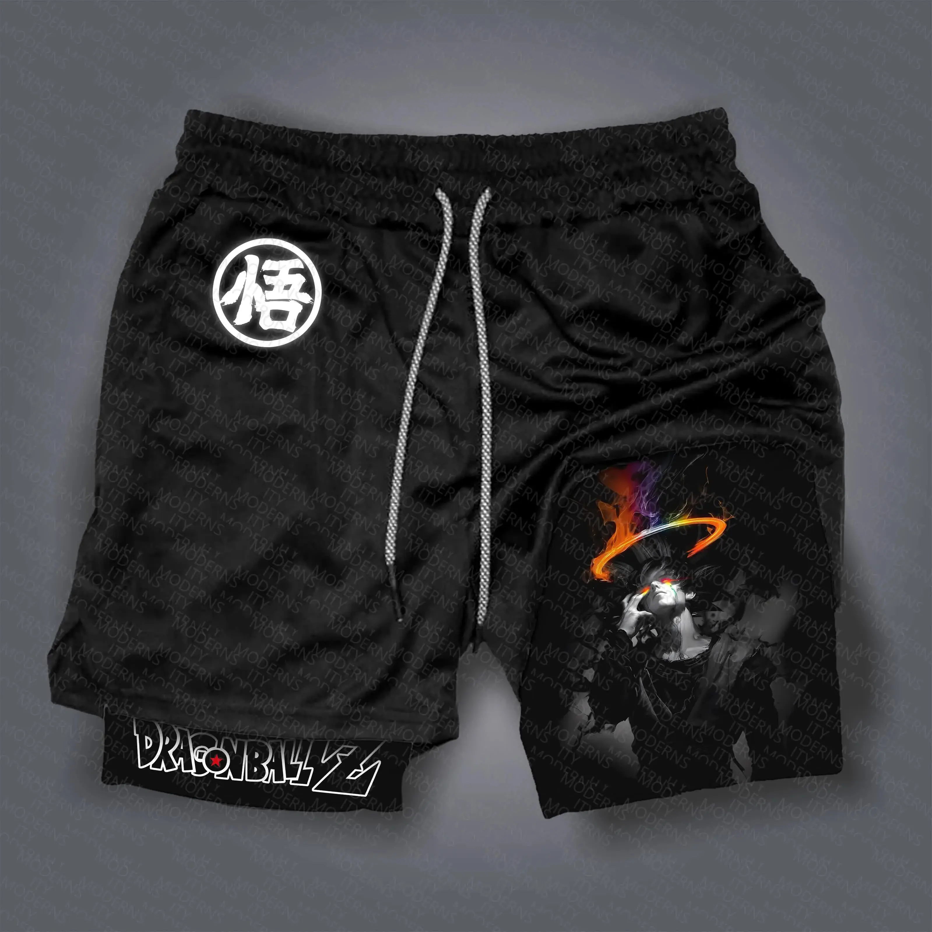 Anime-sportshorts uit 2025 - Gelicentieerde Dragon Ball Z Goku dubbellaagse shorts, comfortabel voor trainings- en vrijetijdsactiviteiten