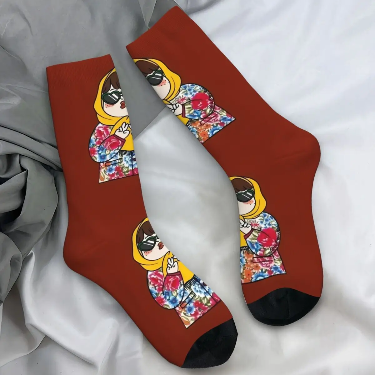 

Забавные носки для девочек, милые аниме, крутые рождественские готические чулки, пара велосипедных носков высокого качества, осенние противоскользящие носки с графическим рисунком