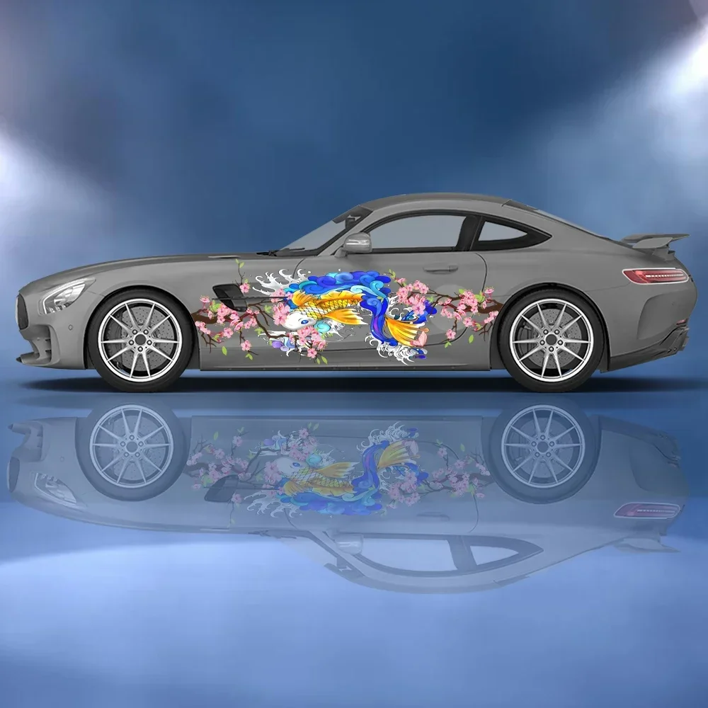 

Koi красивые цветочные волны автомобильные виниловые наклейки самоклеящаяся наклейка из ПВХ подходит для грузовиков внедорожник Декор автоаксессуары подарок