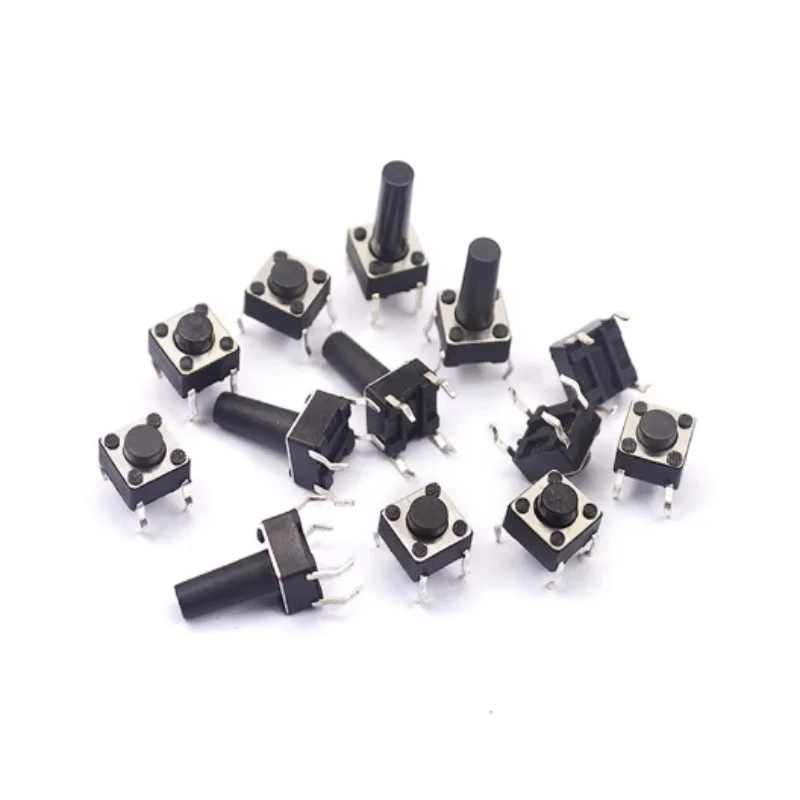 50Pcs 6x6mm Tactile Tact Mini Push Button Switch PCB Panel Momentary DIP 4 Pin Self-Reset Switch 6*6*4.3/5/6/7/8/9/10/11/12/13MM