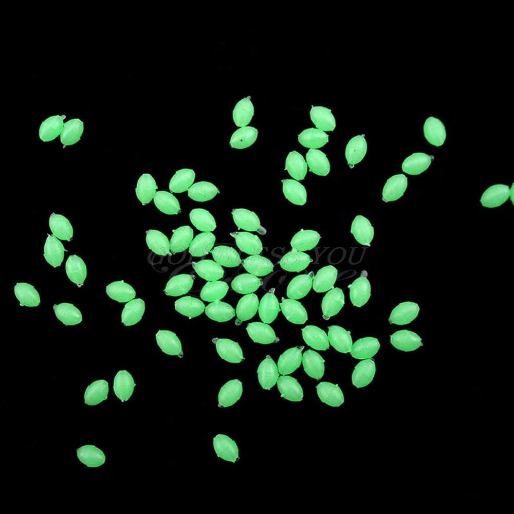 4 Sizes Green 100Pcs Oval Hard Luminous Fishing Beads Sea Fishing Lure Floating Float Tackles Drop Shipping