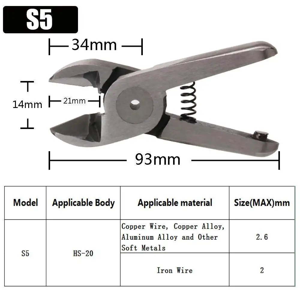 HS-20 Air Scissors(with Scissors Head) Pneumatic Nipper Tool Cutting Pliers for Iron Stainless Steel Brass Wire