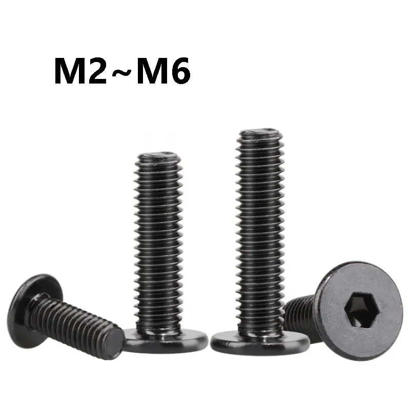50~500Pcs 304 Stainless Steel Ultra Thin Head Allen Screw M2 M2.5 M3 M4 M5 M6 Hexagon Socket Flat Wafer Head Screw Bolts