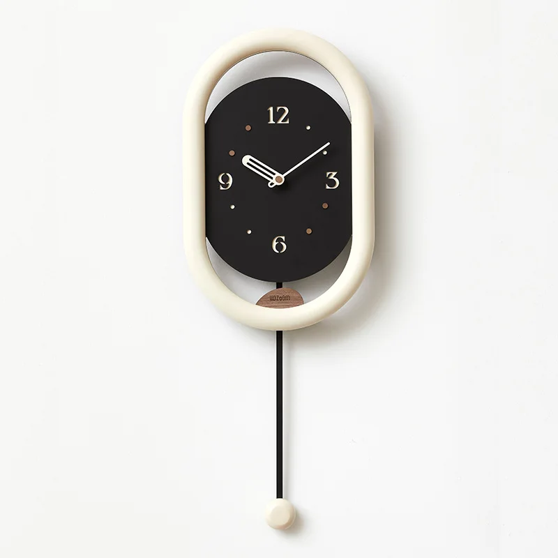 

Wozoom Cream Wind Wall Clock Clock Living Room Modern Simple Atmosphere Swing Clock Wall Hanging Household