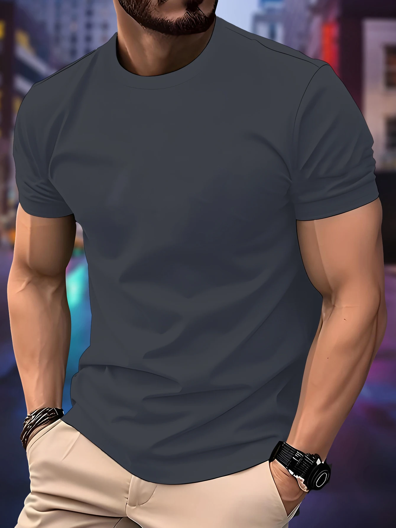 2026 New Spring / Summer Luxury Men's Fashion T-shirt Crewneck Casual Trend Y2K High-end High Quality Fitness Sports T-shirt image 5