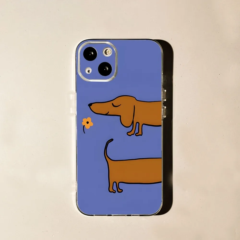 Dachshund Dog Love Phone Case For iPhone 15,14,13,12,11 Plus,Pro,Max,XR,XS,X,7,8 Plus,SE,Mini Transparent Silicone Soft