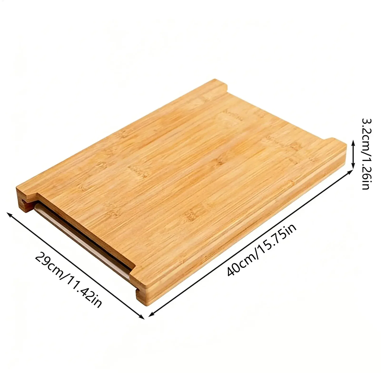 Picture 7: Kitchen Eco-friendly Bamboo Cutting Board with Sliding Stainless Steel Tray Drawer Bamboo Cutting Board for Food Preparation