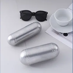 Aluminum Round Eyeglasses Case Slug Lightweight Pressure Resistant Portable Sunglasses Case Box Eyeswear Storage Accessories