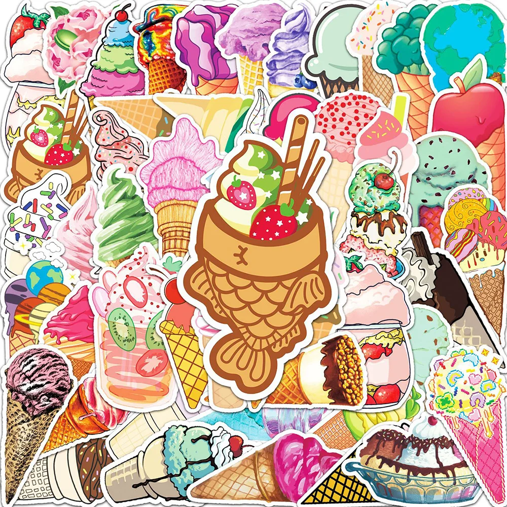 

10/30/50pcs Cute Dessert Ice Cream Cartoon Stickers Colorful Graffiti Sticker DIY Water Bottle Phone Suitcase Kawaii Decals Pack