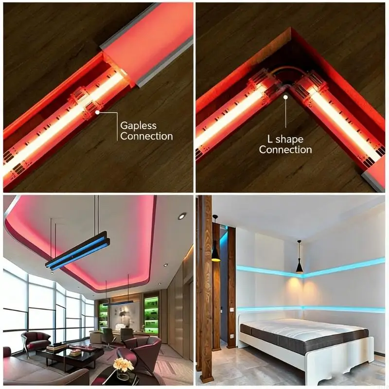 10Pcs 12mm 3 Pin LED Strips Connectors Clear Gapless Connectors Solderless Cover Clip Buckle Easy to Installation M4YD