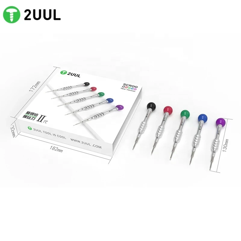 2UUL Scroo Screwdriver Set, P2 0.8mm PH000 1.2mm Y0.6 T2 Convex Cross 2.5mm Bolt Driver for Mobile Phone Repair Tools