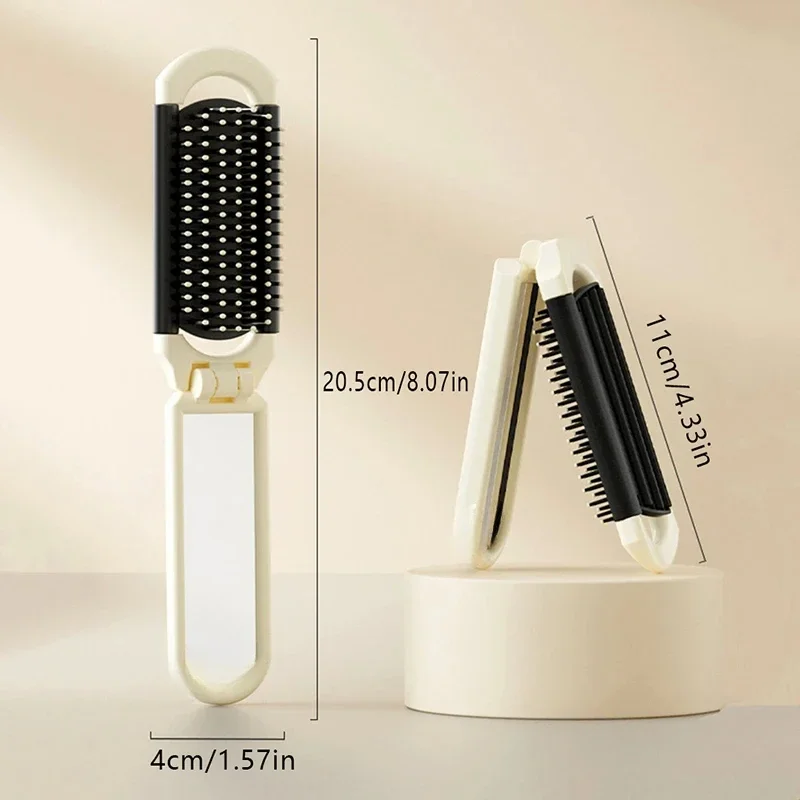 

Mini Comb with Mirror, Folding Comb, Head Massage, Anti-static, Portable Travel Comb,Special for Real Hair Wigs