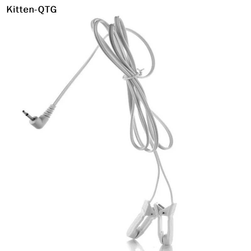 NEW 1Pcs Ear Clip Electrode Lead Wire 2.5mm Right Angle Plug Dual Ear Clamp Cable For TENS Pulse Therapy Massager Device