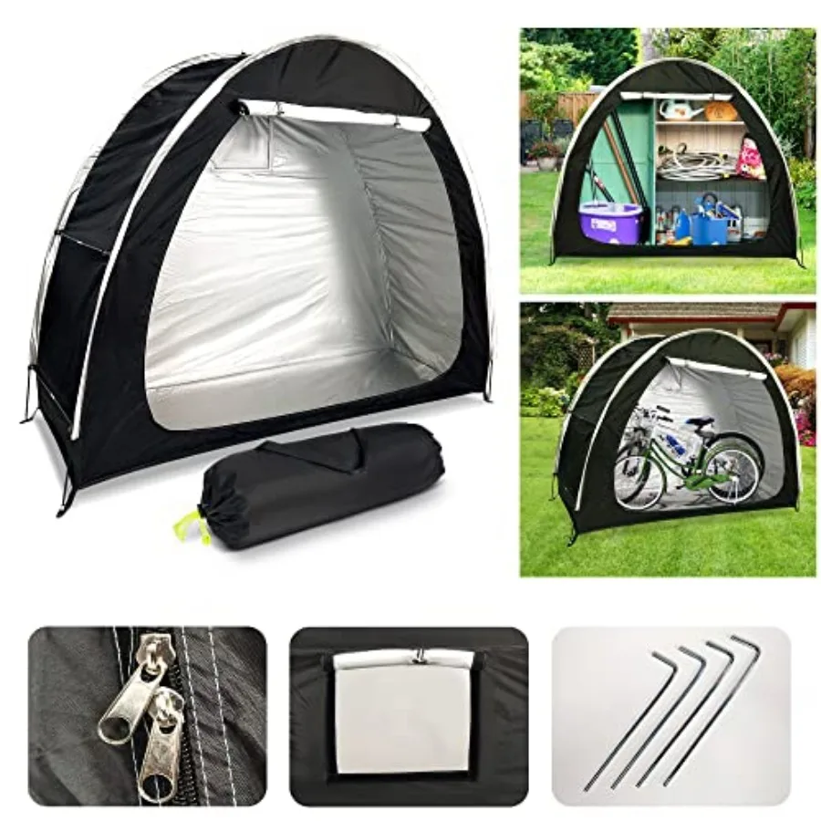 

Bike Cover Storage Heavy Duty Storage Tent Outdoor Portable Bicycle Tent PU4000 Waterproof Cloth Durable 210D Oxford Fabric, Pr