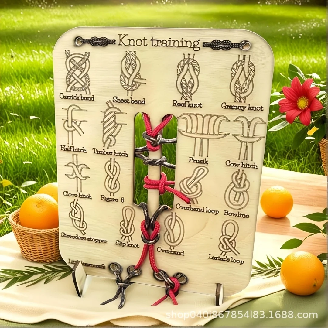 Learn Knot Training Board Kit: Hands-On Practice for Reef/Square Knots in Outdoor Survival, Camping, Scouts & Climbing