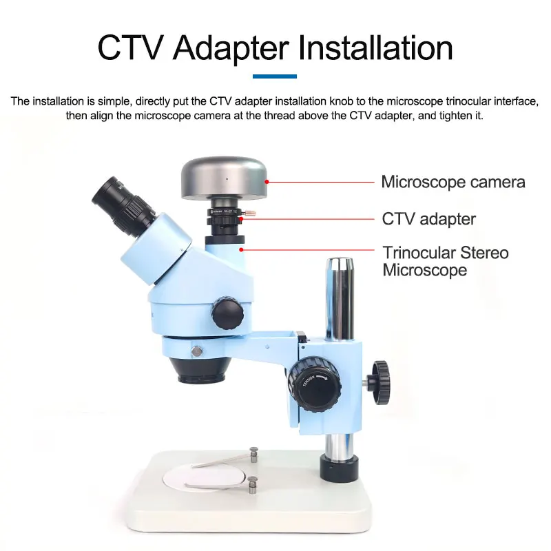 RELIFE M-28 CTV Converter 0.35X 0.5X Lens Adapter Focus Adjustable Camera Installation C mount Adapter to Trinocular microscope