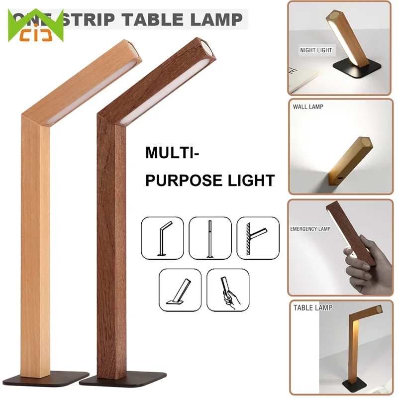 

Multipurpose Lamp 360° Rotatable Beech/ Sapele Wood Desk Lamp Wall Lamp 5000K Natural Light Night Light