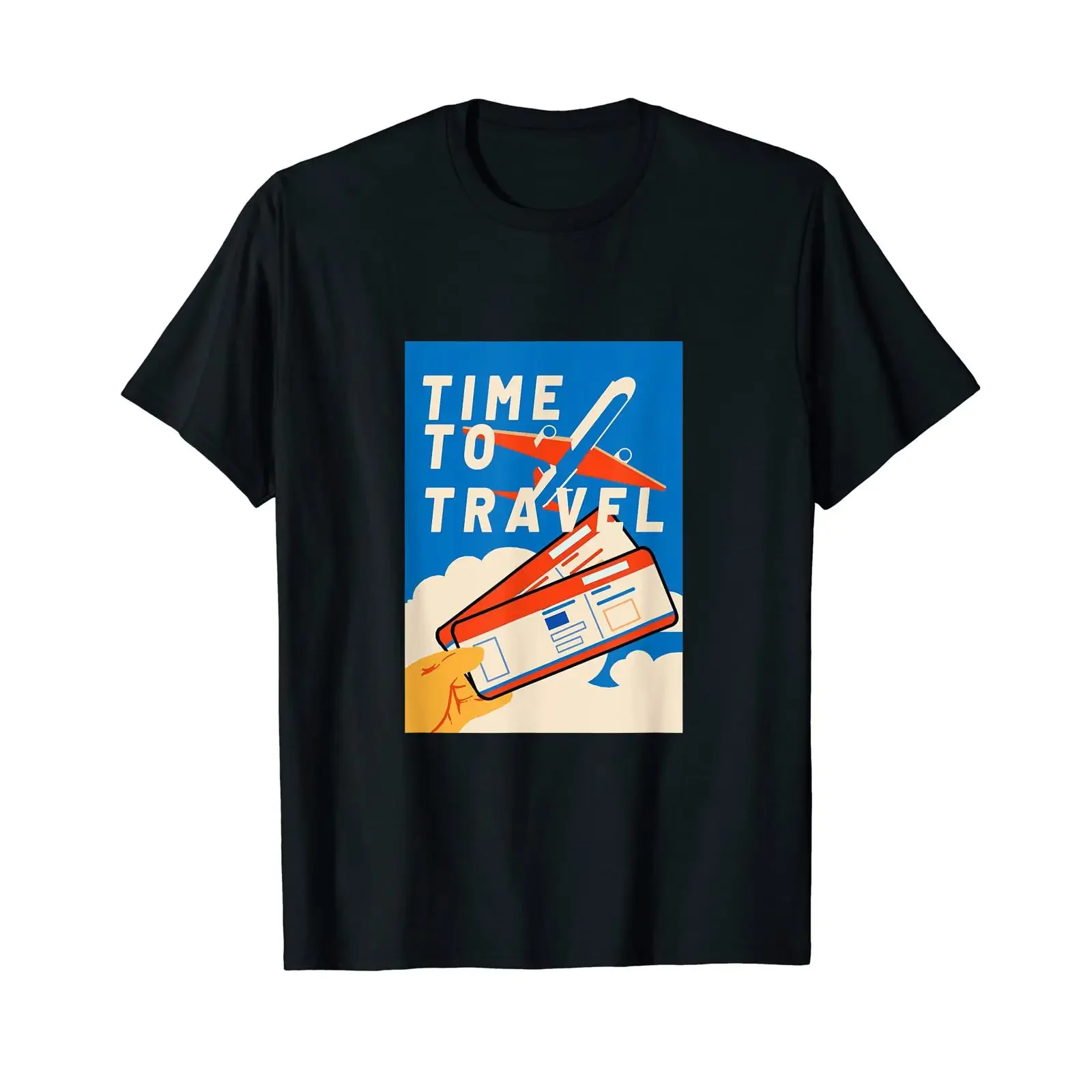 Time To Travel Plane Ticket Hikers and Explorers T Shirt vintage Washed Comfortable Casual Unisex Top For Everyday Wear fashion