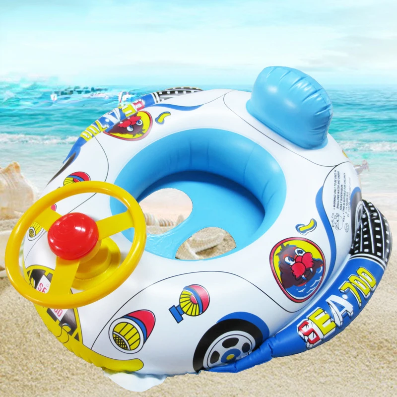 

Summer Children's Swimming Equipment Seat Boat Steering Wheel Police Car Baby Seat Inflatable Car Horn Cartoon Swimming Circle