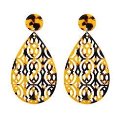 Fashion Dangle earring Long Colorful Acetate jewelry Tortoiseshell Women's earrings Flamenco Accessories Trendy Summer Party New