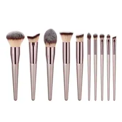 1Pc Champagne Gold Handle Eyebrow Foundation Powder Flame Makeup Brush Portable кисти для макияжа