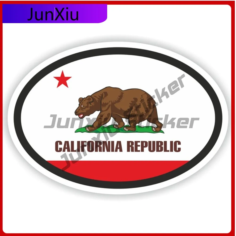 

California Usa City Oval Sticker With National Flag Badge Sticker Decorative Decoration Car Sticker Cover Scratch Camper Sun Liv
