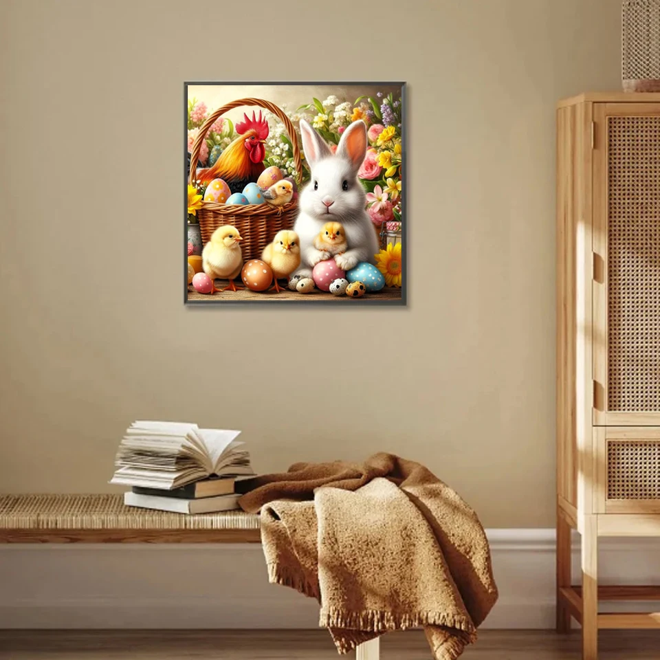 5d Diy Diamond Painting New 2025 Easter Bunny  Diamond Mosiac Home Decor Rooster Flower Easter Egg Embroidery Wall Art Gift
