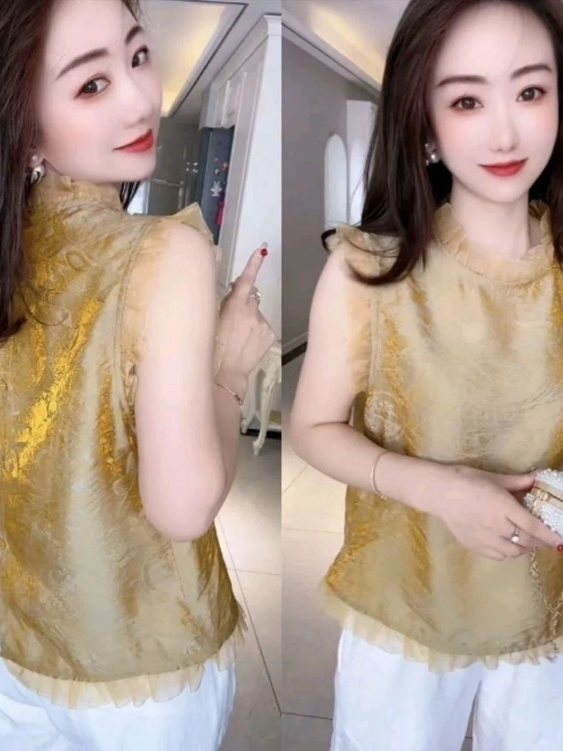 

een Lace Trim Svel Vest Top Women's Faion Summer New Sle High-End Sensation Versatile Slimming Effect