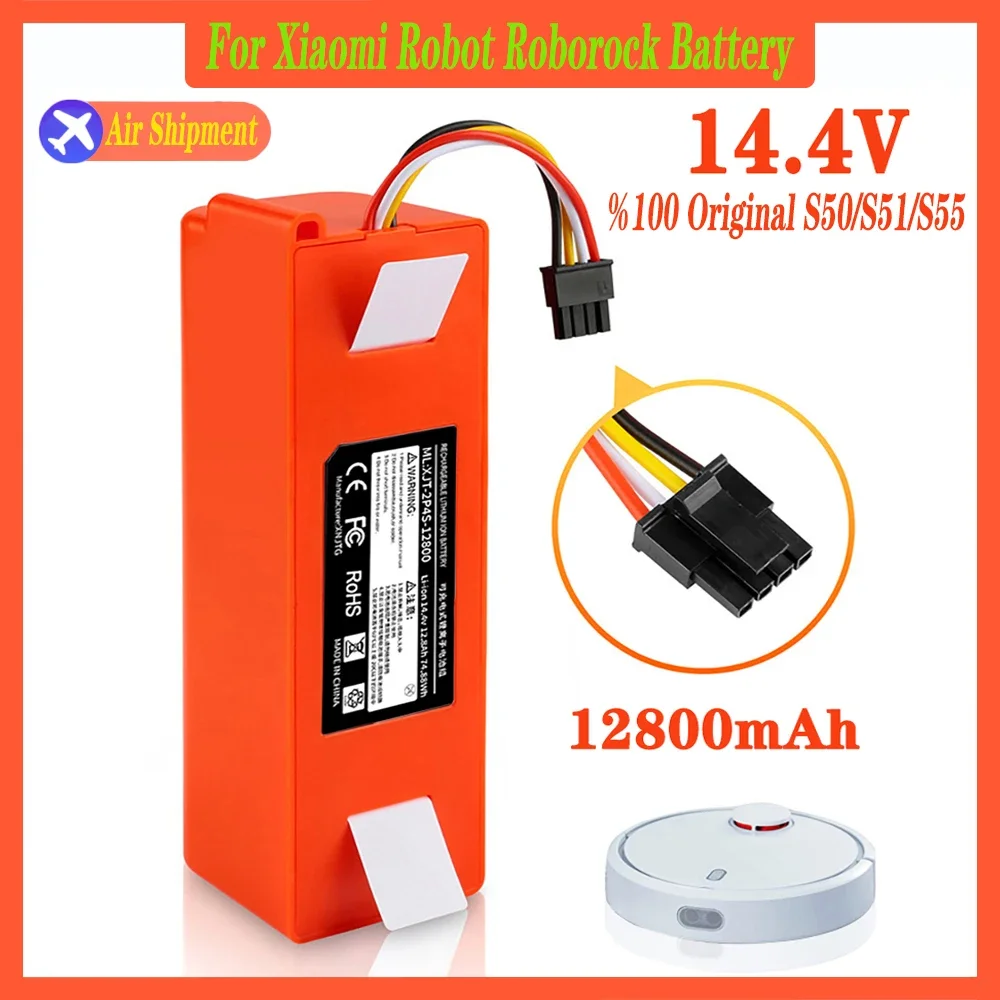 14.4V 12800mAh Robotic Vacuum Cleaner Replacement Battery For Xiao Mi Roborock S55 S60 S65 S50 S51 S5 MAX S6 Parts