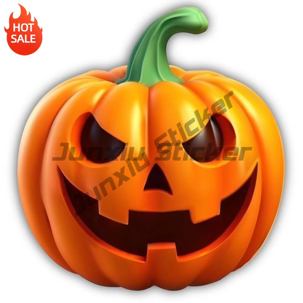 Pumpkin 3D Effect Vinyl Sticker For Car Bumper And Laptop Halloween Decor Decal