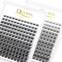 Quewel Lashes DIY 144pcs Cluster Eyelash Extension Fluffy Soft Lashes Premade Volume Fans Segmented Faux Mink Eyelash Supplies