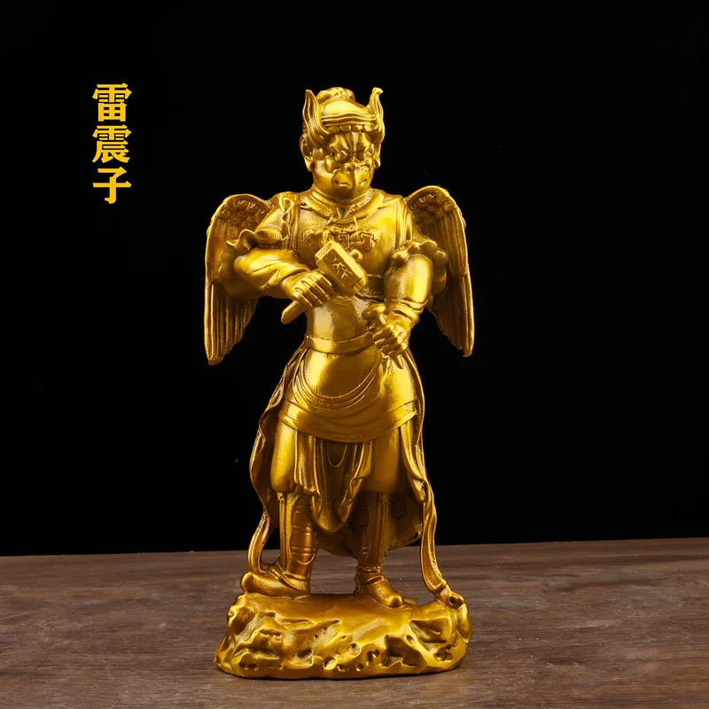 Pure copper , brass goddess figurine, thunder god ornament, bronze statue, home and temple wor