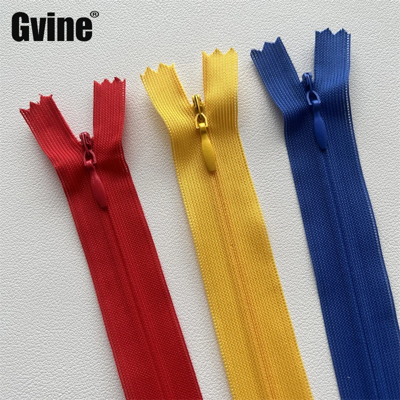 

100Pcs 3# Invisible Zipper Close End Lace Webbing Silk Short 25cm Nylon Invisible Zipper for Sewing Clothes Women Dress Zip