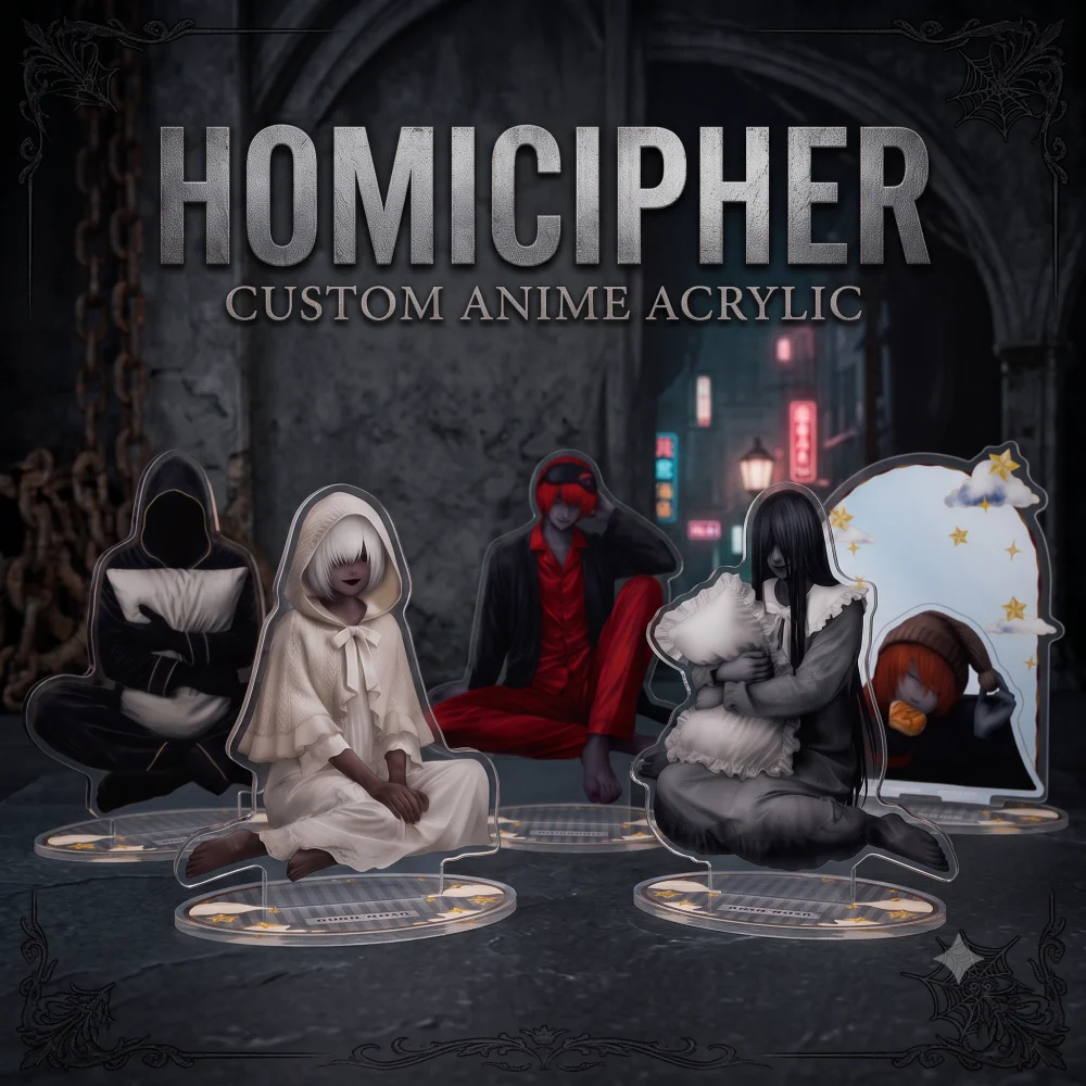 Homicipher Acrylic Stand Keychain Gothic Horror Style Mr. Crimson Mr. Hood Mr. Blank Character Merch Custom