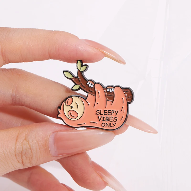 Vibes Only Shutter ER VIBES Pines Lapel Danemark ges, Animal Jewelry Gift for Kids, Cute Sloth Enamel Brooch, btPositive, Friends