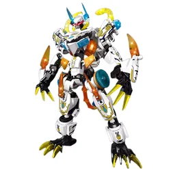 2024 Morphing robot 2 in 1 White tiger, Green Dragon and Suzaku Basalt Mech assemble God beast building blocks toy boy