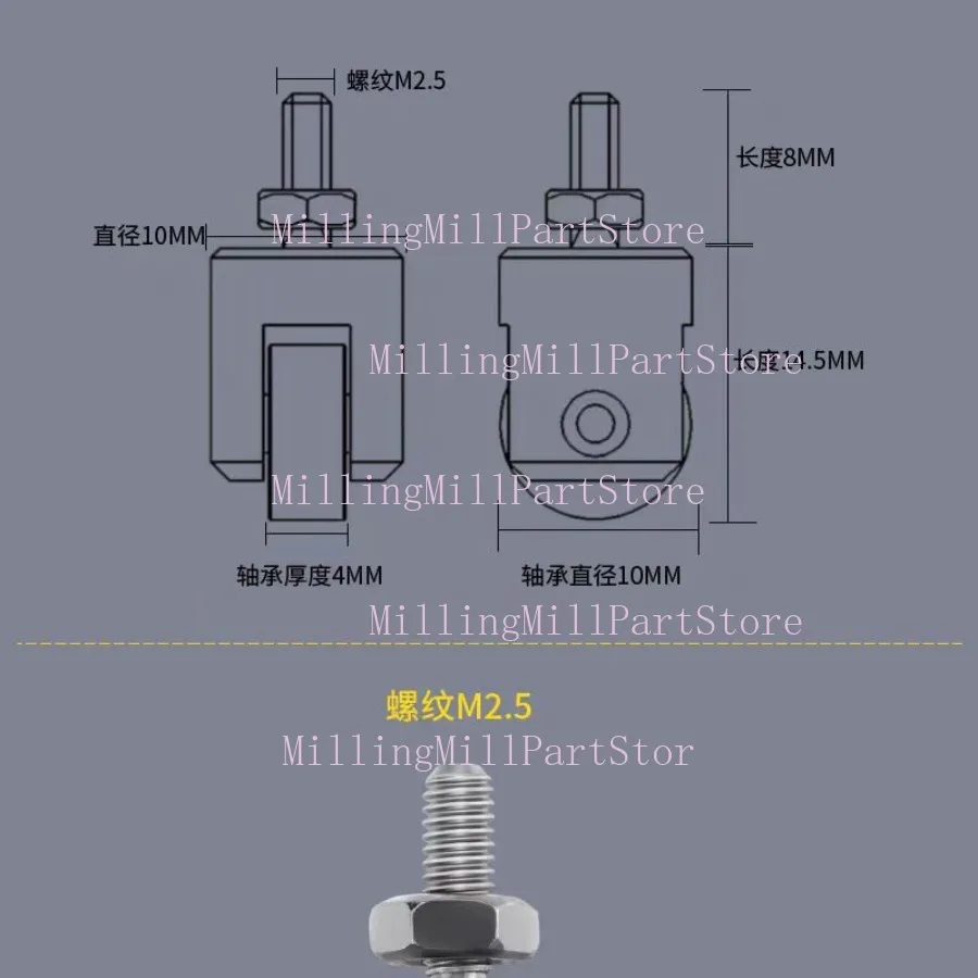 M2.5 Threaded Contact Point for Dial Indicator Standard Depth Gauge Roller Tip Parts Probe Measure Parts Point Roller