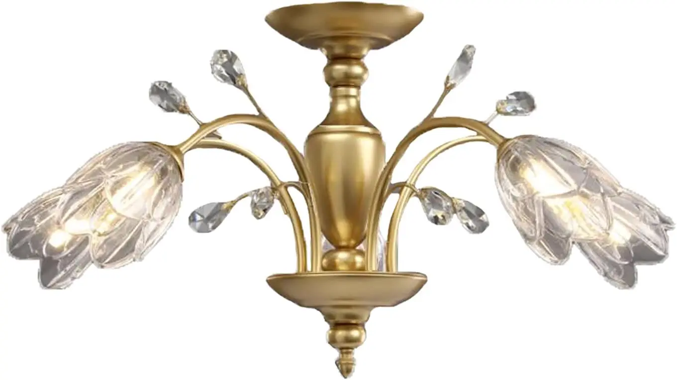 

Creativity Flowers Crystal Chandelier G9 Light Source Glass Lampshade Chandeliers Semi Flush Mount Ceiling Lamp Fixture