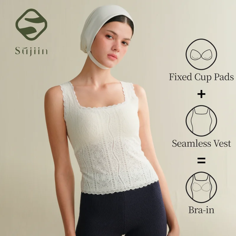 SUJIIN 2Pcs/Lot Thermal Underwear Tops for Women 2026 Winter Casual Sleeveless Square Collar Vest Base Layer Tops Woman XD015