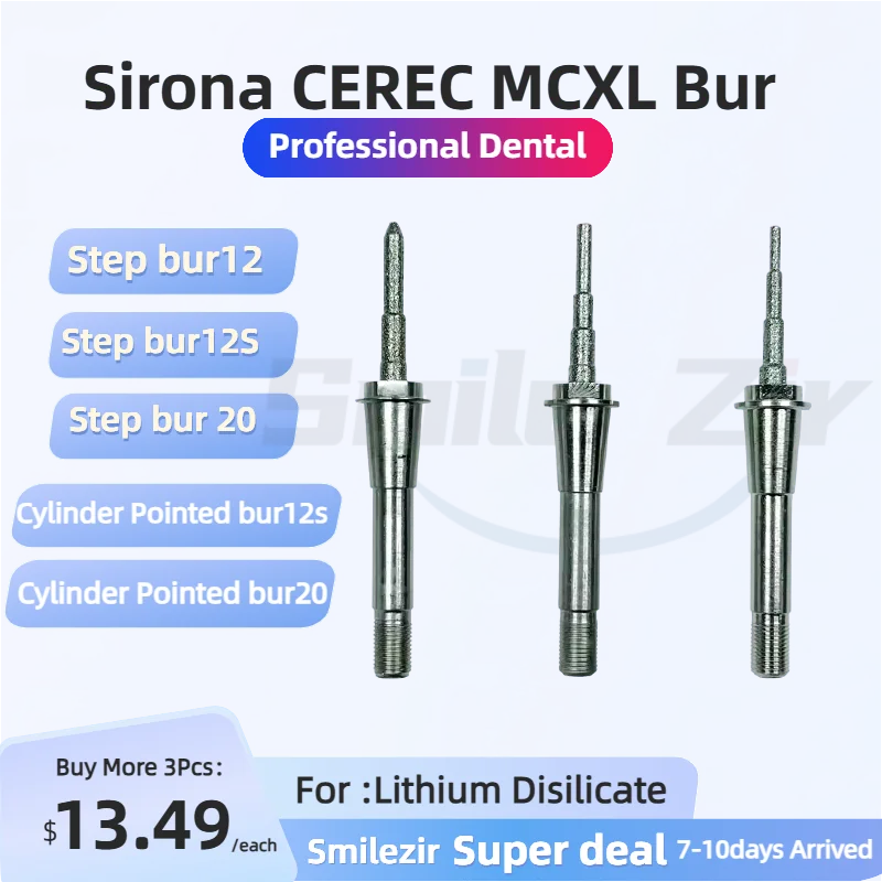 

Dental LAB CEREC MCXL Glass Ceramic Bur Sirona MCXL Step bur12s and Cylinder pointed Bur 20 For Dental MCXL Milling Machine