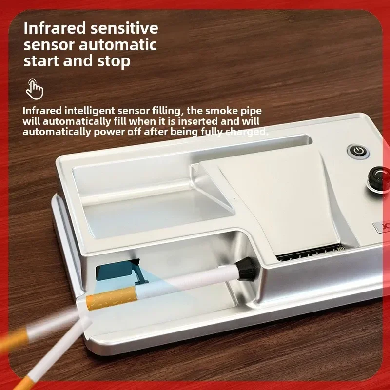 6.5/8mm Tube Electric Cigarette Rolling Machine Infrared Sensing Injector Tobacco Filling Auto Cigarette Maker Smoking Accessory