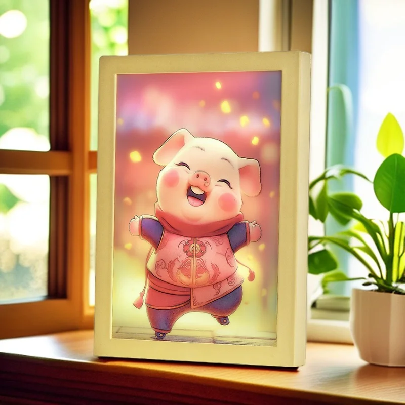 PigsLED Beautiful city Night View Light Painting,HD Picture Narrow BezelUsb Plug Dimming Romantic Home Decorations Night Lam