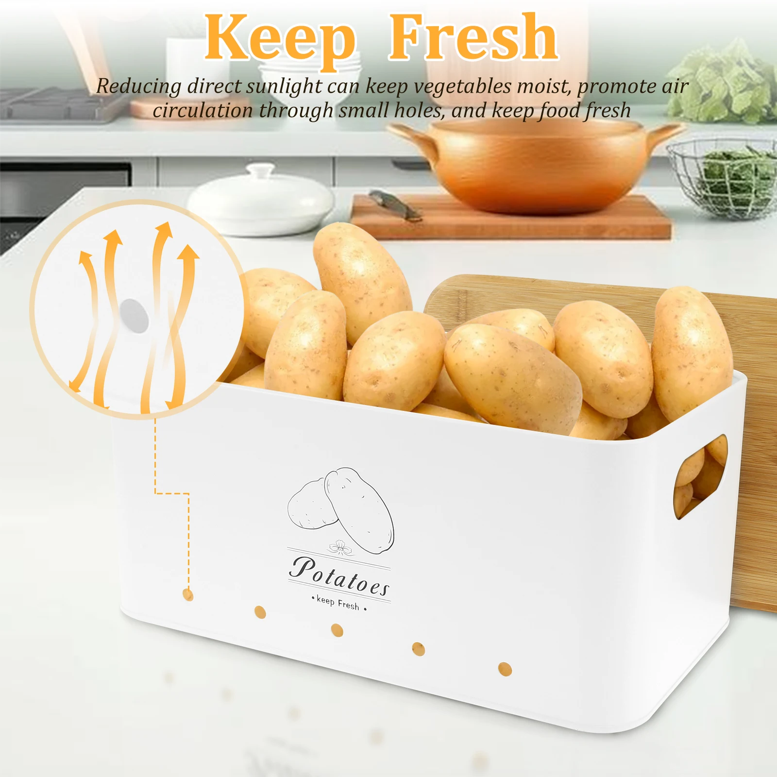 3pcs Potato Garlic Onion Food Storage Jar Food Classification Storage Box with Vent Hole Multipurpose Kitchen Vegetable Keeper