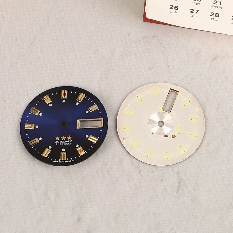 Vintage Watch Dial DIY Parts 3 Stars Dual Calendar Literal Men's Watch Accessories For 46941/46943 Movement