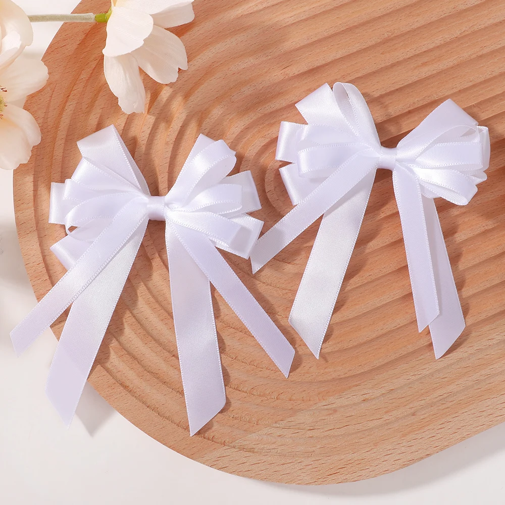 

2Pcs/Set 3.38'' Flower Bows Hair Clips for Girls with Tassel Ribbon Hairgrips for Party Decoration Kids Hair Accessor